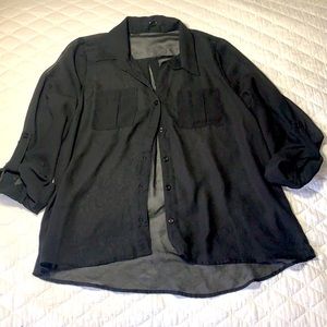 Sheer black button up